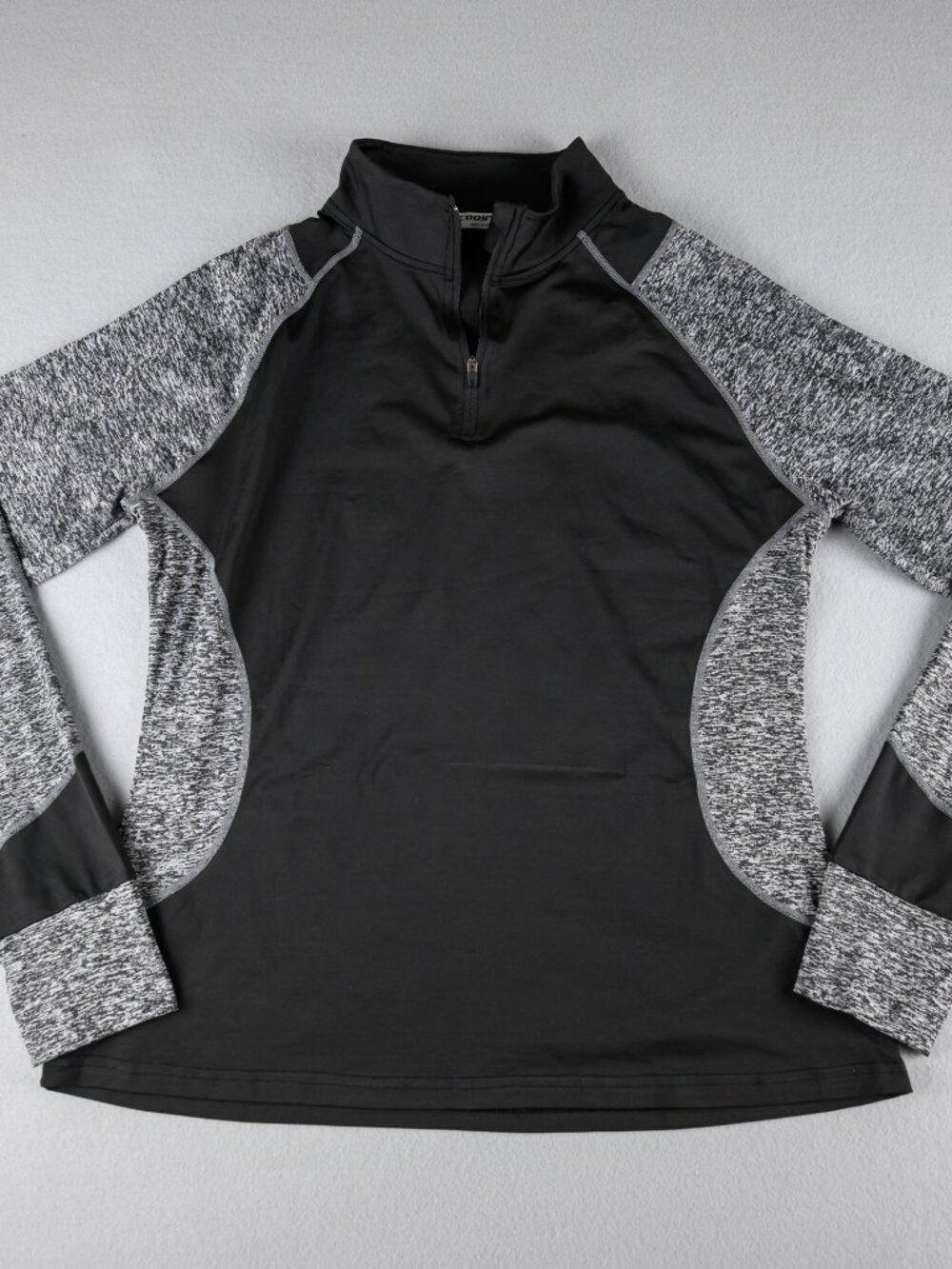 Coorun Women’s XL Black Gray Heather 1/4 Zip Athletic Long Sleeve Top
